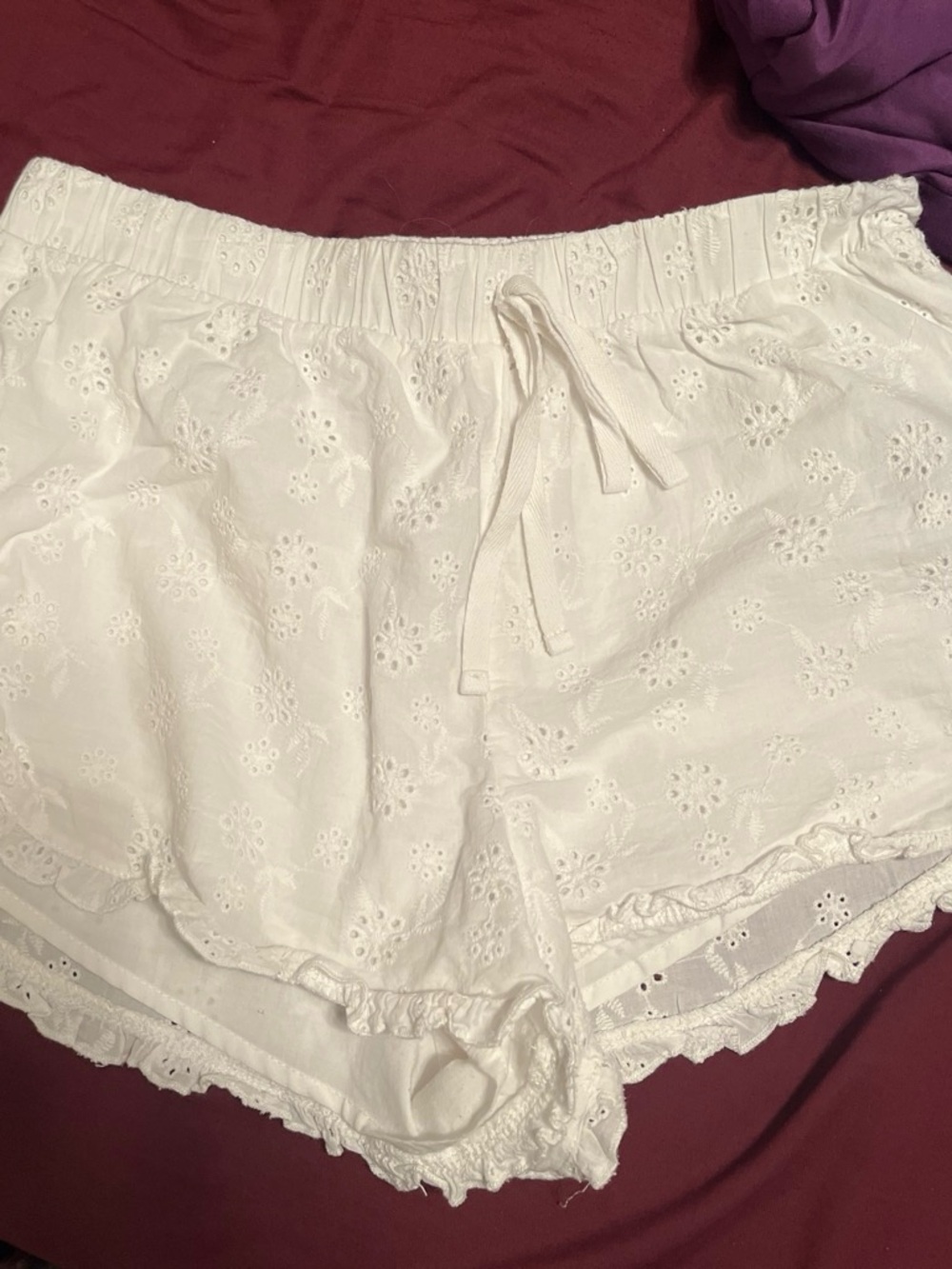 Celebrity Pink White Eyelet High-Waist Lounge Shorts